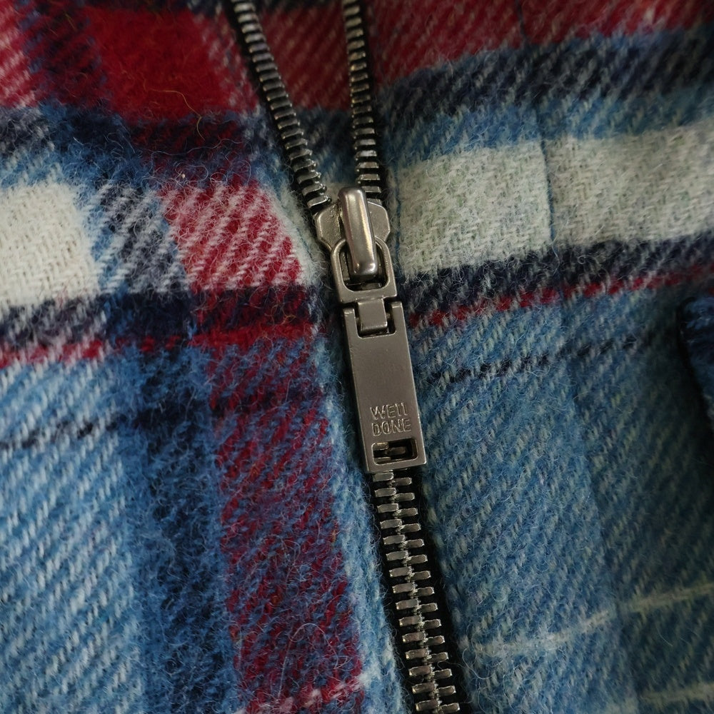 we11done(ウェルダン) CHECK ANORAK WOOL SHIRT チェックアノラック ウールシャツ ブルー/レッド WD-BL3-20-910-U-BL