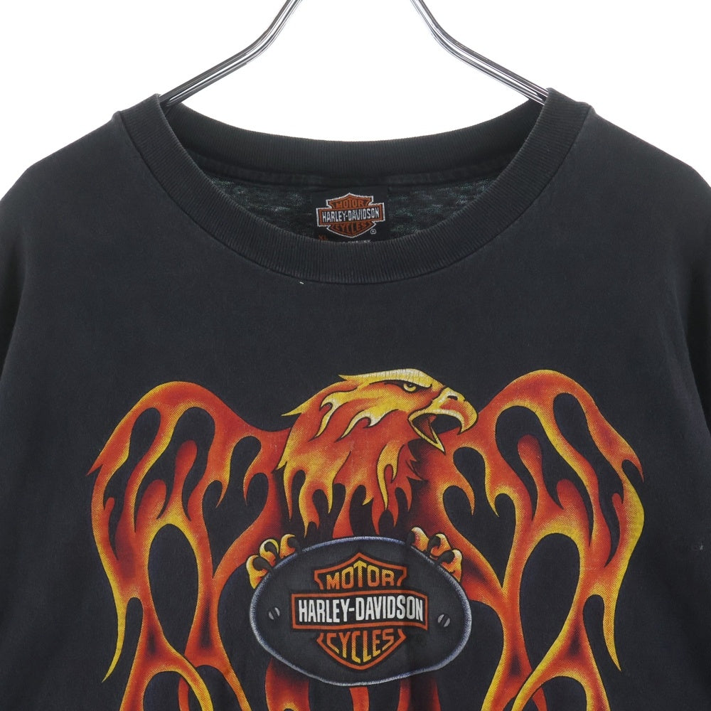 HARLEY DAVIDSON(ハーレーダビッドソン) VINTAGE 00s FIRE FLAME L/S ブルー フレイム ロンT 長袖カットソー ブラック