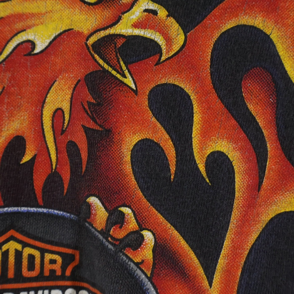 HARLEY DAVIDSON(ハーレーダビッドソン) VINTAGE 00s FIRE FLAME L/S ブルー フレイム ロンT 長袖カットソー ブラック