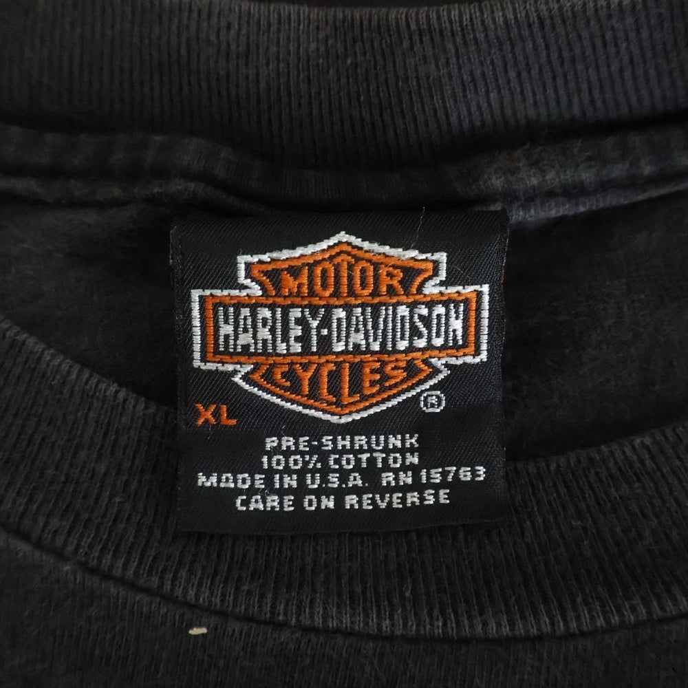 HARLEY DAVIDSON(ハーレーダビッドソン) VINTAGE 00s FIRE FLAME L/S ブルー フレイム ロンT 長袖カットソー ブラック