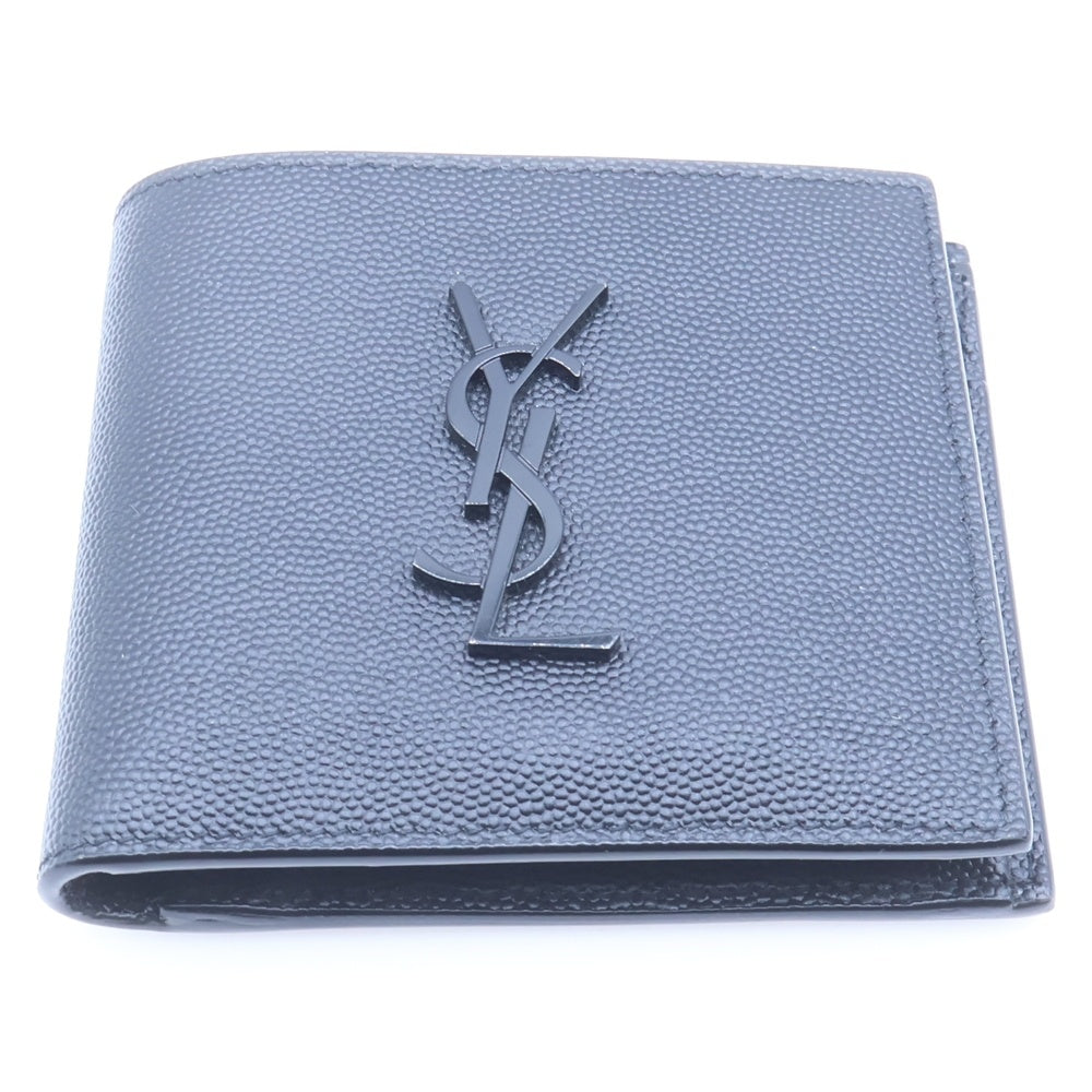 SAINT LAURENT PARIS(サンローランパリ) YSLロゴ カサンドラ 二つ折りウォレット 財布 ブラック 453276BTY0U
