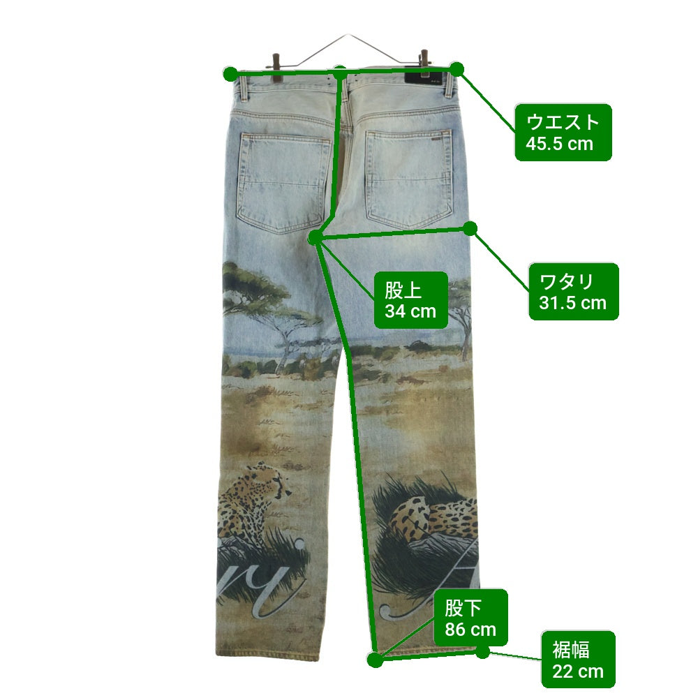 AMIRI(アミリ) SAFARI STRAIGHT JEAN サファリ チータープリント ストレイトデニムパンツ インディゴ