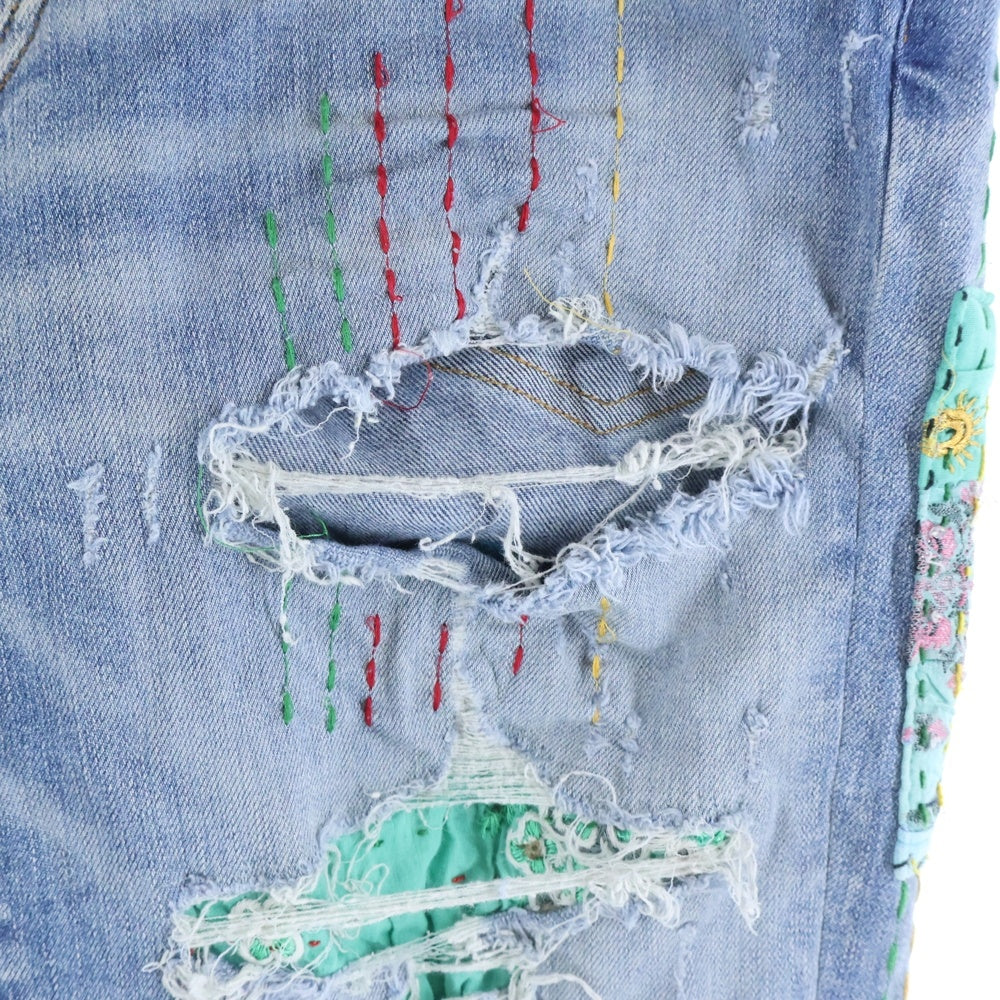 AMIRI(アミリ) QUILT ART PATCH パッチワーク スキニーデニムパンツ ジーンズ インディゴ