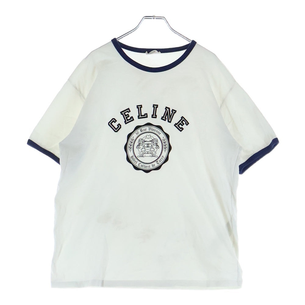 CELINE(セリーヌ) BLASON LOOSE フロントロゴプリント 半袖Tシャツカットソー ホワイト RX00F507Z CAS4 レディース