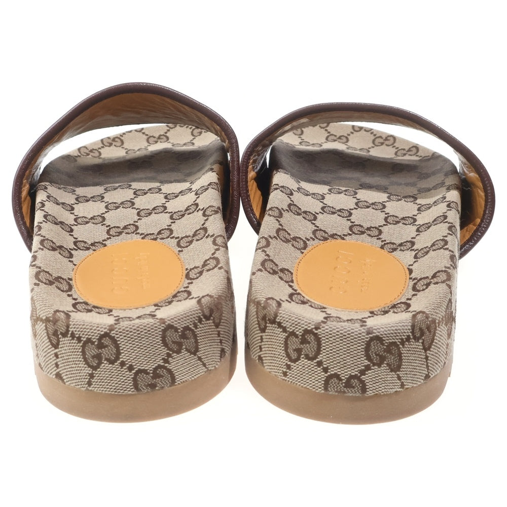GUCCI(グッチ) GG柄キャンバス スライドサンダルシューズ ブラウン 624695