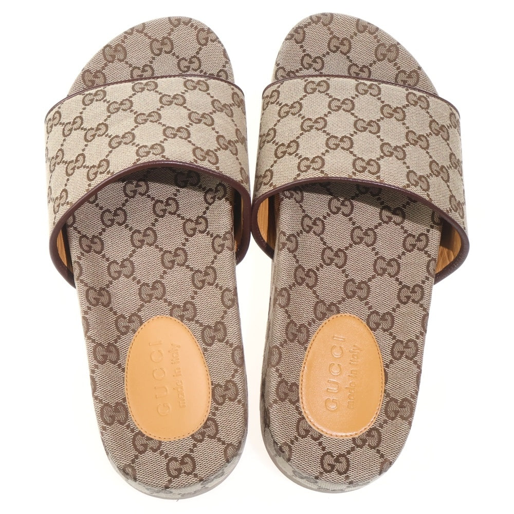 GUCCI(グッチ) GG柄キャンバス スライドサンダルシューズ ブラウン 624695