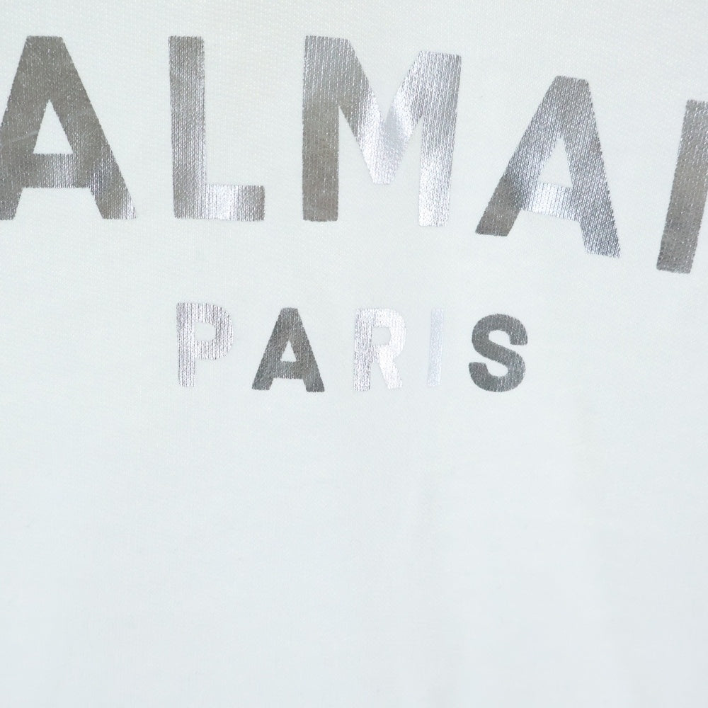 BALMAIN(バルマン) 22SS ロゴプリント スウェットトレーナー ホワイト/シルバー JQ005BB29