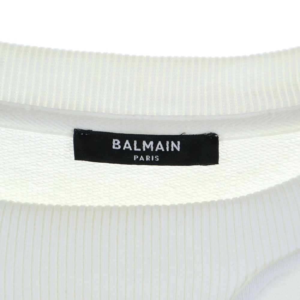 BALMAIN(バルマン) 22SS ロゴプリント スウェットトレーナー ホワイト/シルバー JQ005BB29