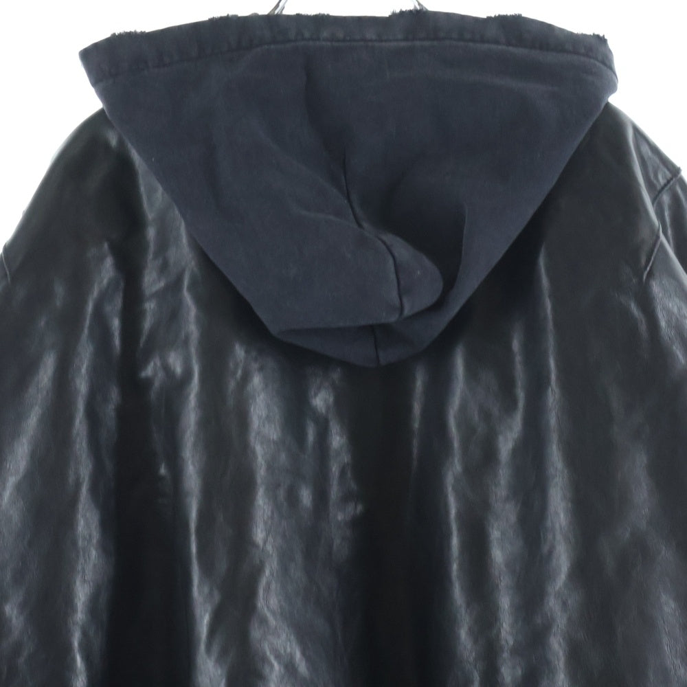 BALENCIAGA(バレンシアガ) 22AW MA-1 レザーボンバージャケット フード付き ブラック 750930 TOS17