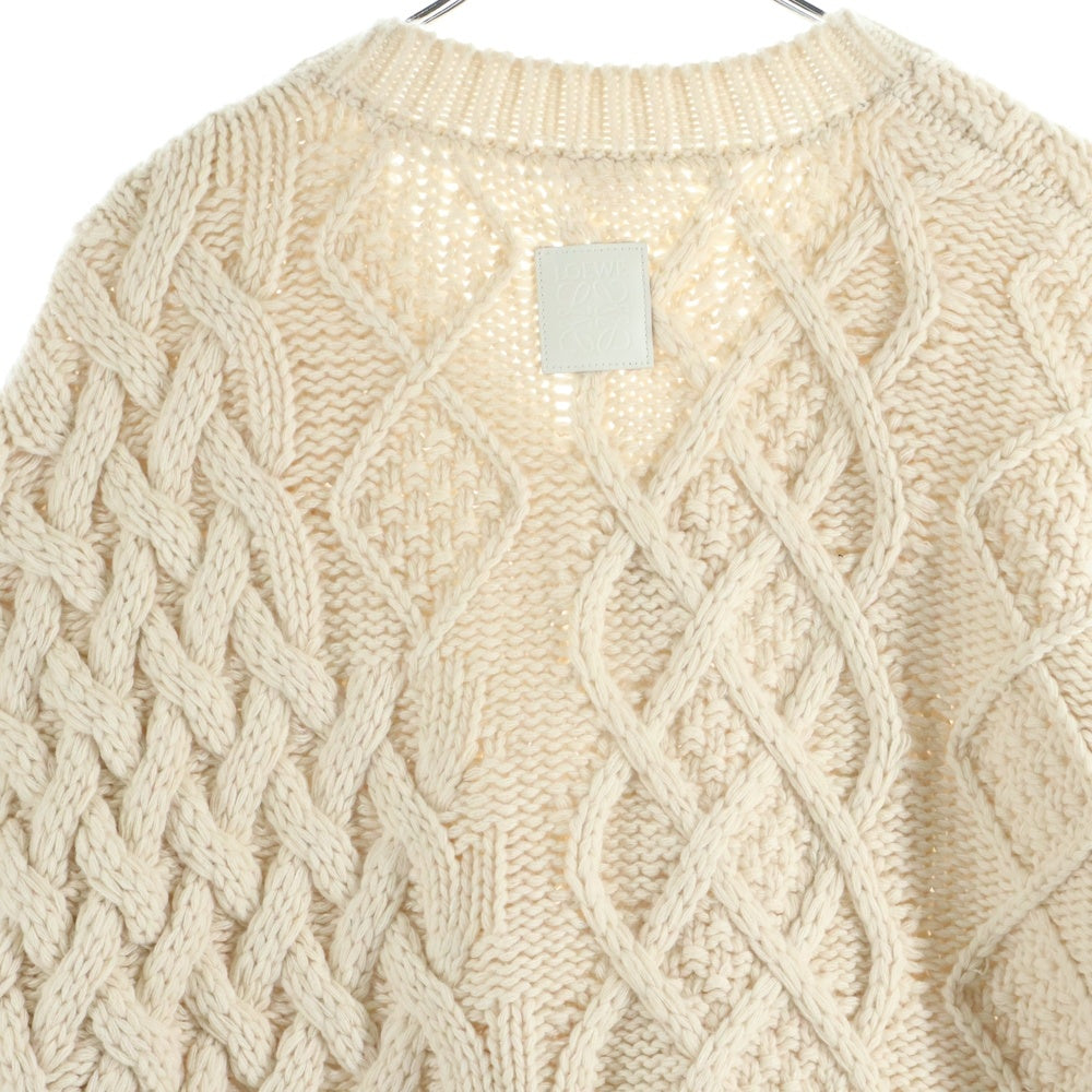 LOEWE(ロエベ) 23AW グラデーション ケーブル 編みニットセーター H526Y 14KH6 ホワイト/レッド