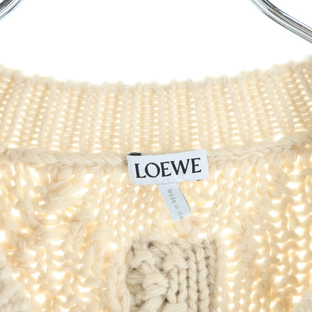 LOEWE ロエベ 23AW グラデーション ケーブル 編みニットセーター H526Y 14KH6 ホワイト/レッド LOEWE(ロエベ) 23AW グラデーション ケーブル 編みニットセーター
