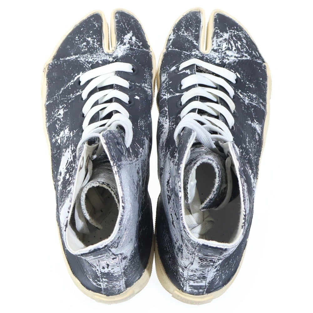 Martin Margiela 22(マルタンマルジェラ) Tabi タビ クラック加工 ハイカットスニーカー ブラック/シルバー レディース