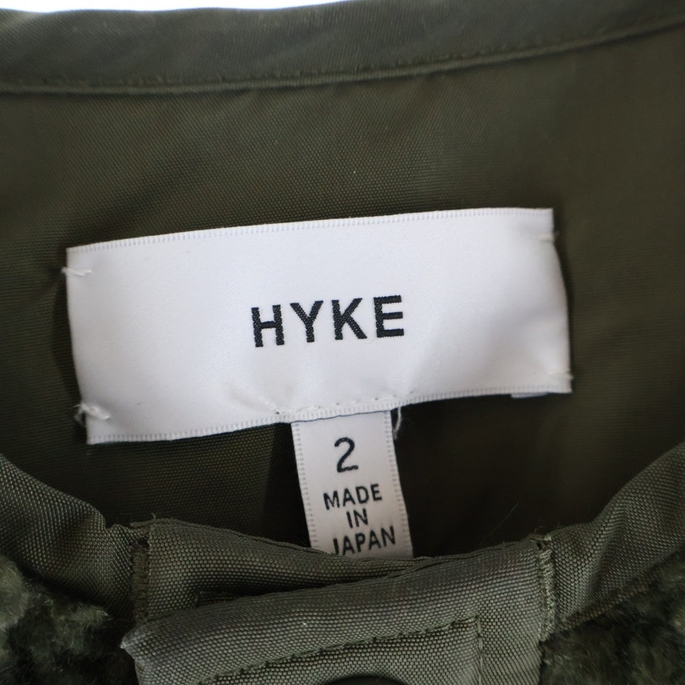 HYKE(ハイク) オーバーサイズ ノーカラー ボアジャケット カーキ 182-17176 012