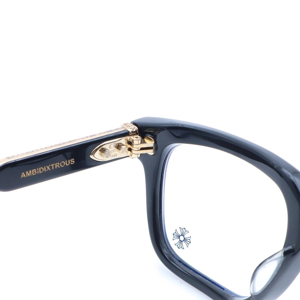 CHROME HEARTS(クロムハーツ) AMBIDIXTROUS BK-18KGP ウェリントンフレーム クリアレンズ メガネ 眼鏡 アイウェア ブラック/ゴールド