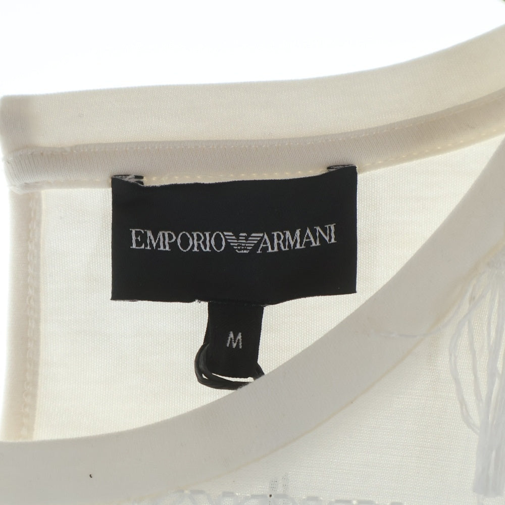 EMPORIO ARMANI(エンポリオアルマーニ) ロゴ刺繍 フロントフリンジデザインTシャツ ホワイト EW001518 AF12545 レディース