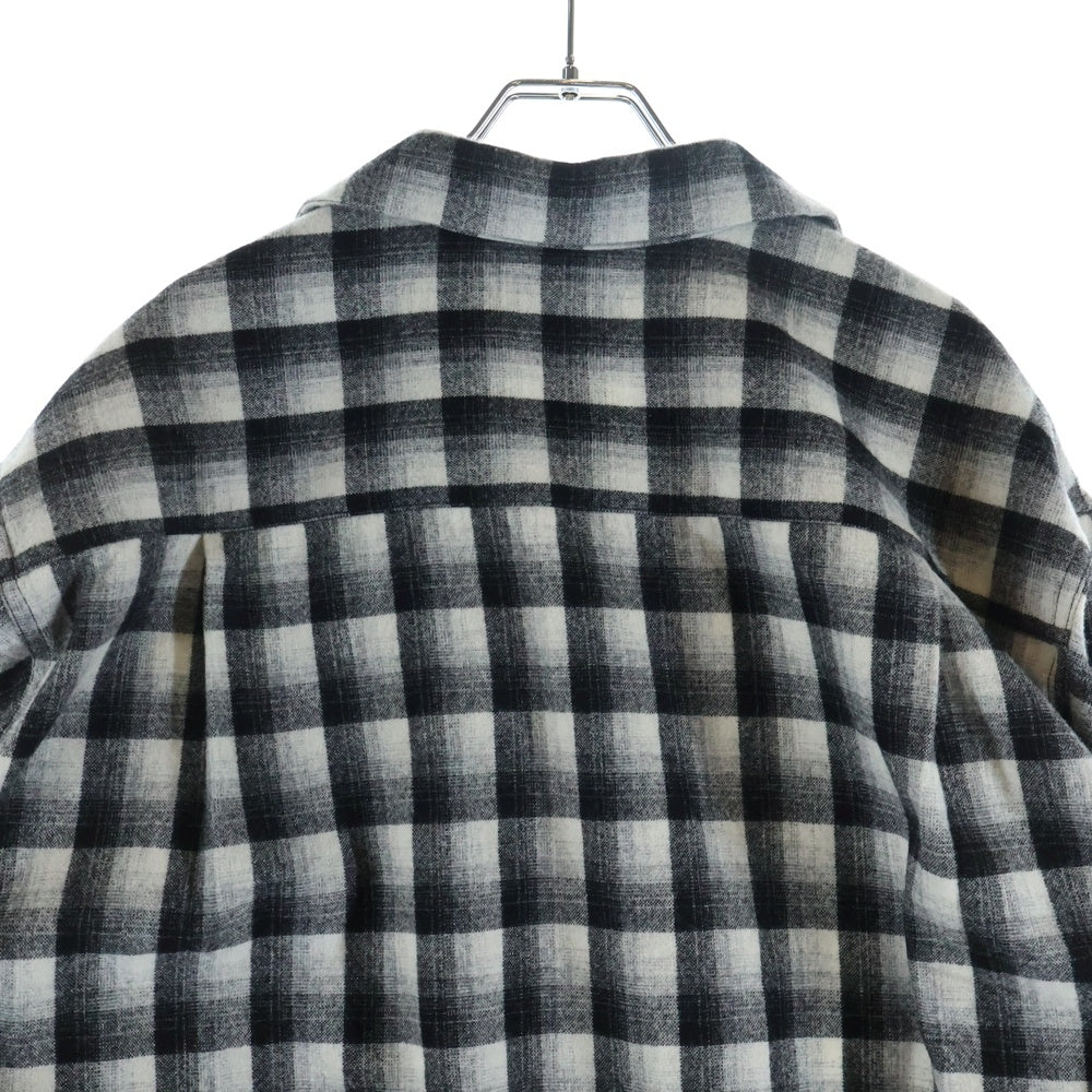 PENDLETON(ペンドルトン) ×WACKO MARIA WOOL OMBRE CHECK OPEN COLLAR SHIRT ×ワコマリア ウールオンブレチェック オープンカラーシャツ 25FW-WMS-PE01 ブラック/ホワイト