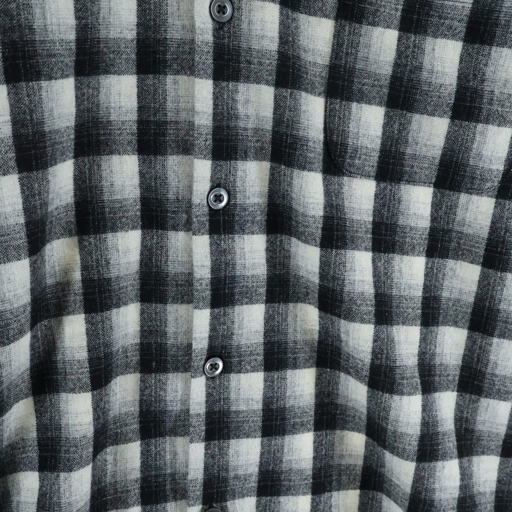 PENDLETON(ペンドルトン) ×WACKO MARIA WOOL OMBRE CHECK OPEN COLLAR SHIRT ×ワコマリア ウールオンブレチェック オープンカラーシャツ 25FW-WMS-PE01 ブラック/ホワイト