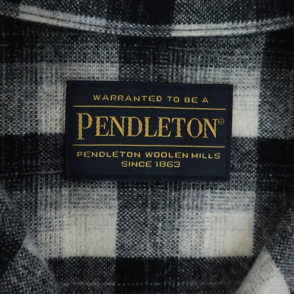 PENDLETON(ペンドルトン) ×WACKO MARIA WOOL OMBRE CHECK OPEN COLLAR SHIRT ×ワコマリア ウールオンブレチェック オープンカラーシャツ 25FW-WMS-PE01 ブラック/ホワイト