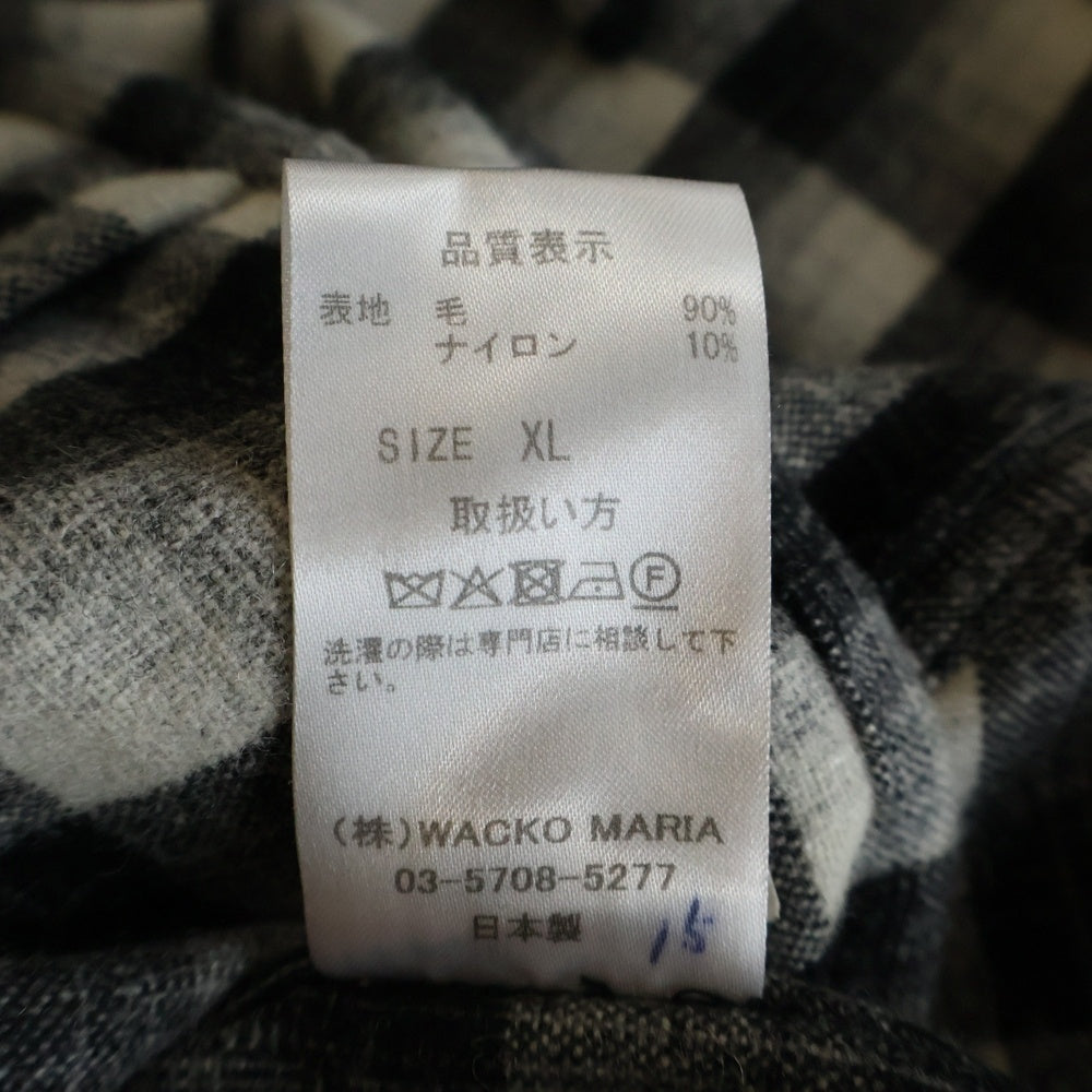 PENDLETON(ペンドルトン) ×WACKO MARIA WOOL OMBRE CHECK OPEN COLLAR SHIRT ×ワコマリア ウールオンブレチェック オープンカラーシャツ 25FW-WMS-PE01 ブラック/ホワイト