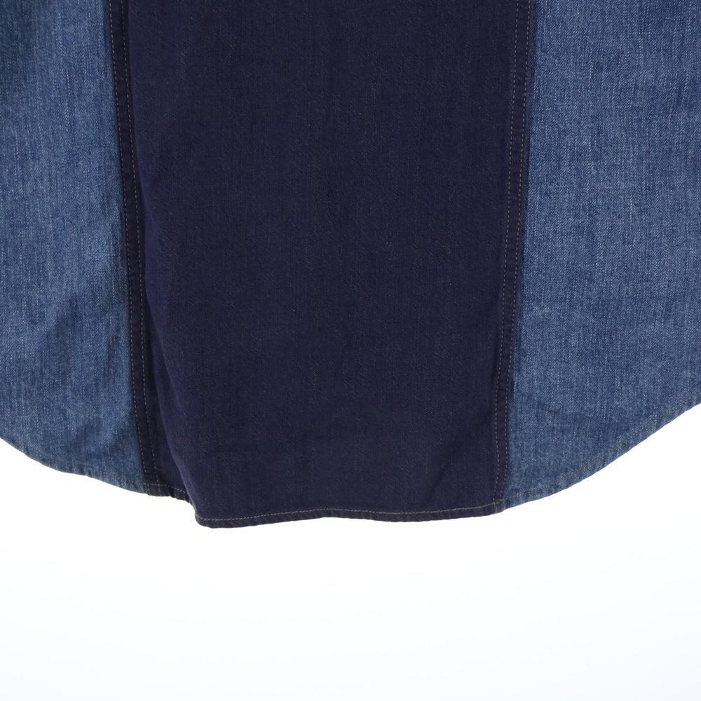 CELINE(セリーヌ) パッチワークデニムウエスタンシャツ スナップダウン長袖シャツ ブルー 2T353521T