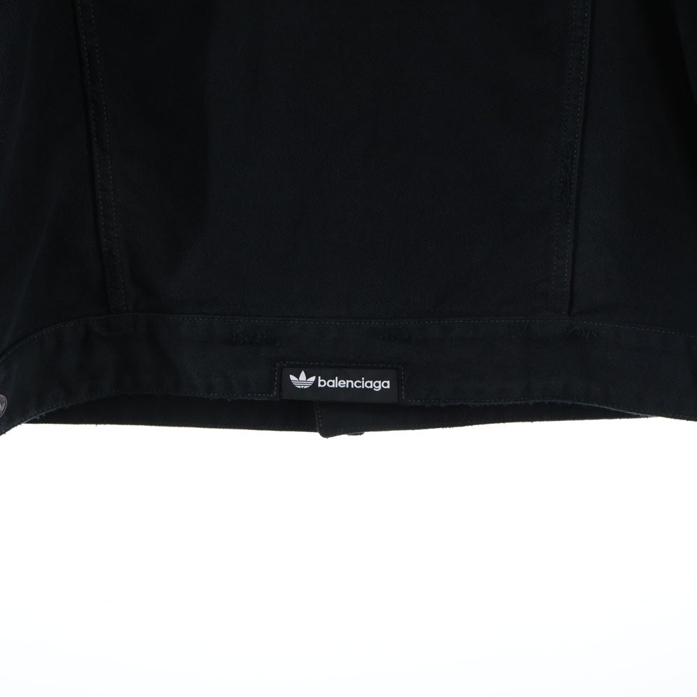 BALENCIAGA(バレンシアガ) 23SS ×adidas クラッシュ加工 サイドライン デニムジャケット ブラック 724775 TNW54