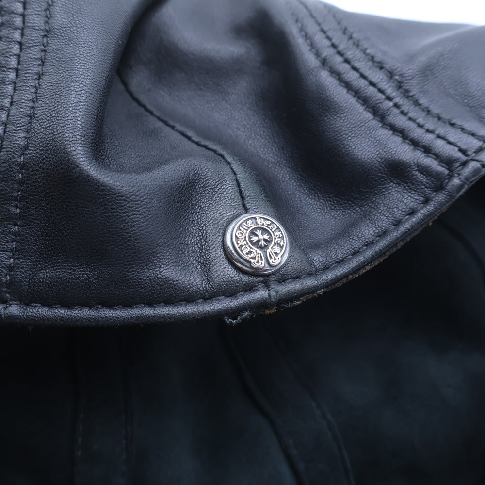 CHROME HEARTS(クロムハーツ) ホースシューリベット レザーハンチング 帽子 ブラック