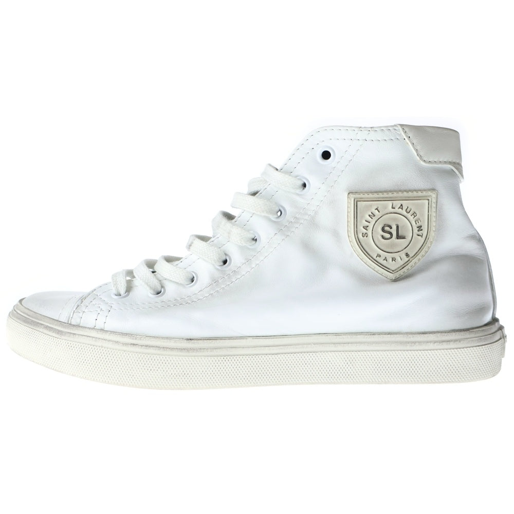 SAINT LAURENT PARIS(サンローランパリ) ロゴパッチ ヴィンテージ加工 ハイカットスニーカー ホワイト RF513831