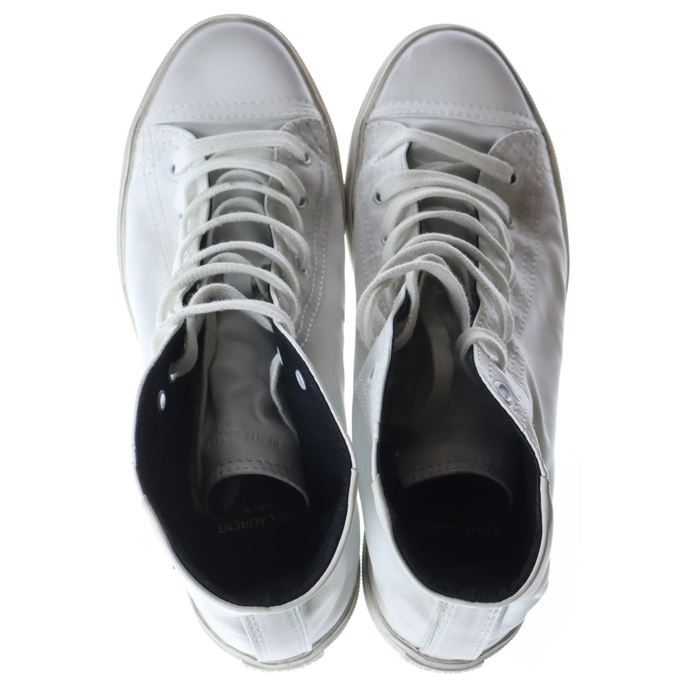 SAINT LAURENT PARIS(サンローランパリ) ロゴパッチ ヴィンテージ加工 ハイカットスニーカー ホワイト RF513831