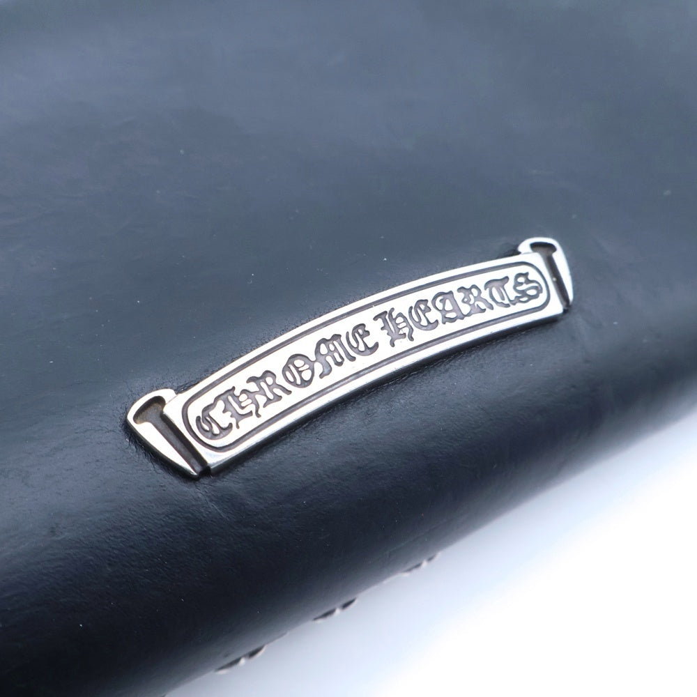 CHROME HEARTS(クロムハーツ) REC F ZIP ゼロピラミッドスタッズコーナー ラウンドジップレザー 財布 ブラック/シルバー