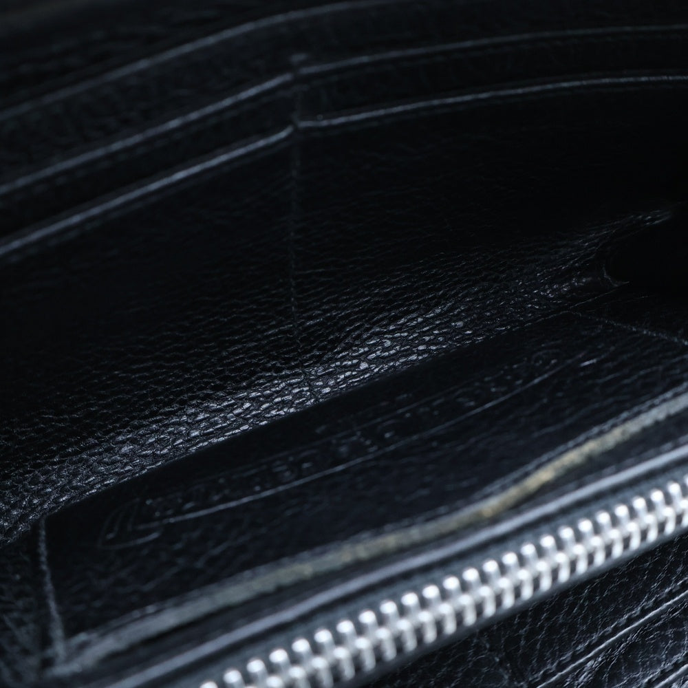 CHROME HEARTS(クロムハーツ) REC F ZIP ゼロピラミッドスタッズコーナー ラウンドジップレザー 財布 ブラック/シルバー