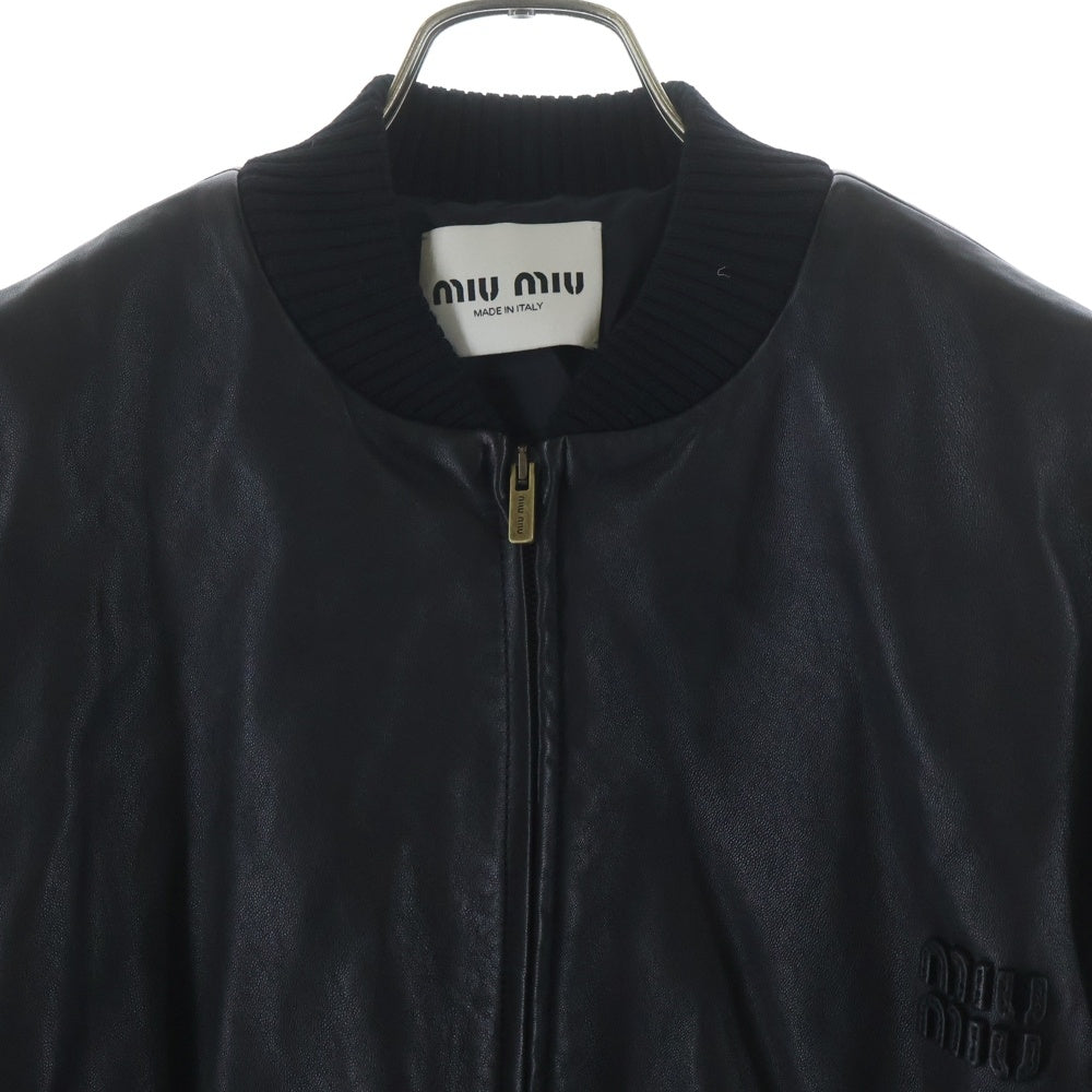 miumiu(ミュウミュウ) ロゴパッチ ナッパレザーボンバージャケット