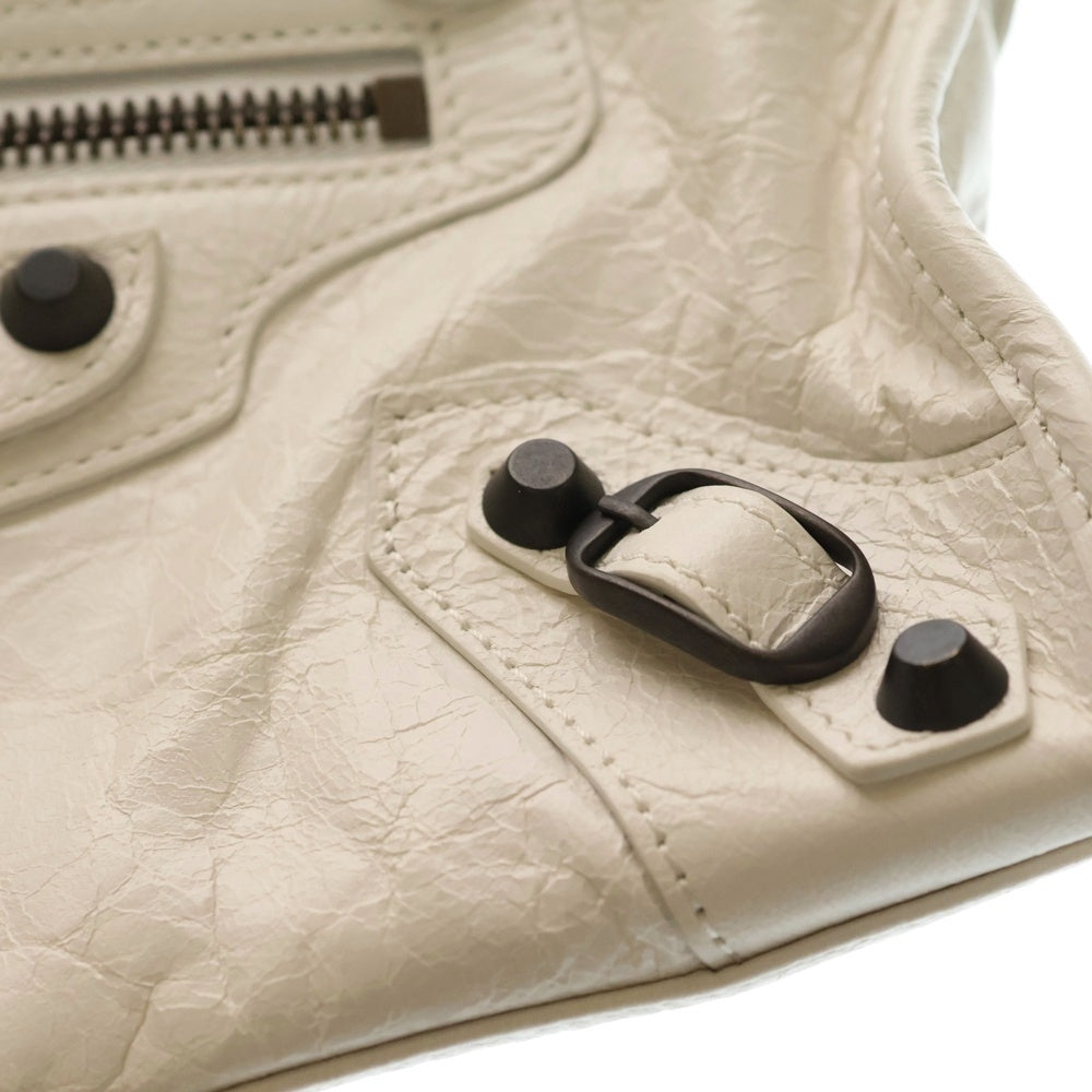 BALENCIAGA(バレンシアガ) Le City ル シティ ナノ レザー 2WAY ハンド ショルダーバッグ ブロンズ金具 ホワイト 806395 レディース