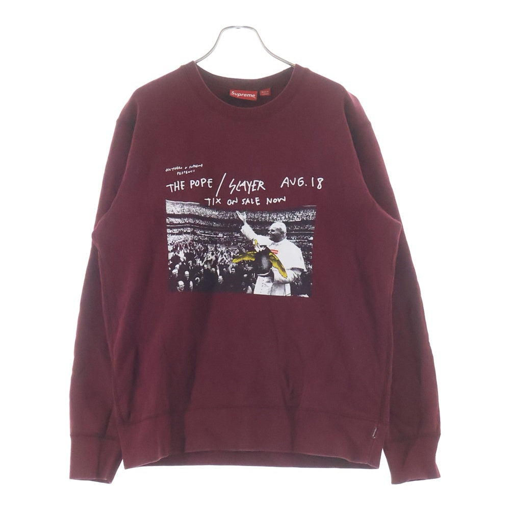 SUPREME(シュプリーム) 16SS × ANTIHERO Pope Crewneck アンタイヒーロー フロントフォトプリント スウェットトレーナー レッド