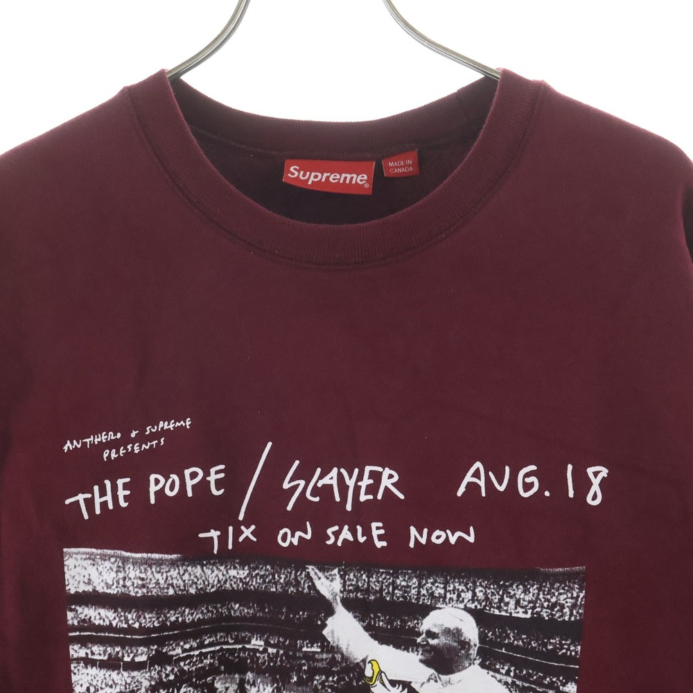 SUPREME(シュプリーム) 16SS × ANTIHERO Pope Crewneck アンタイヒーロー フロントフォトプリント スウェットトレーナー レッド
