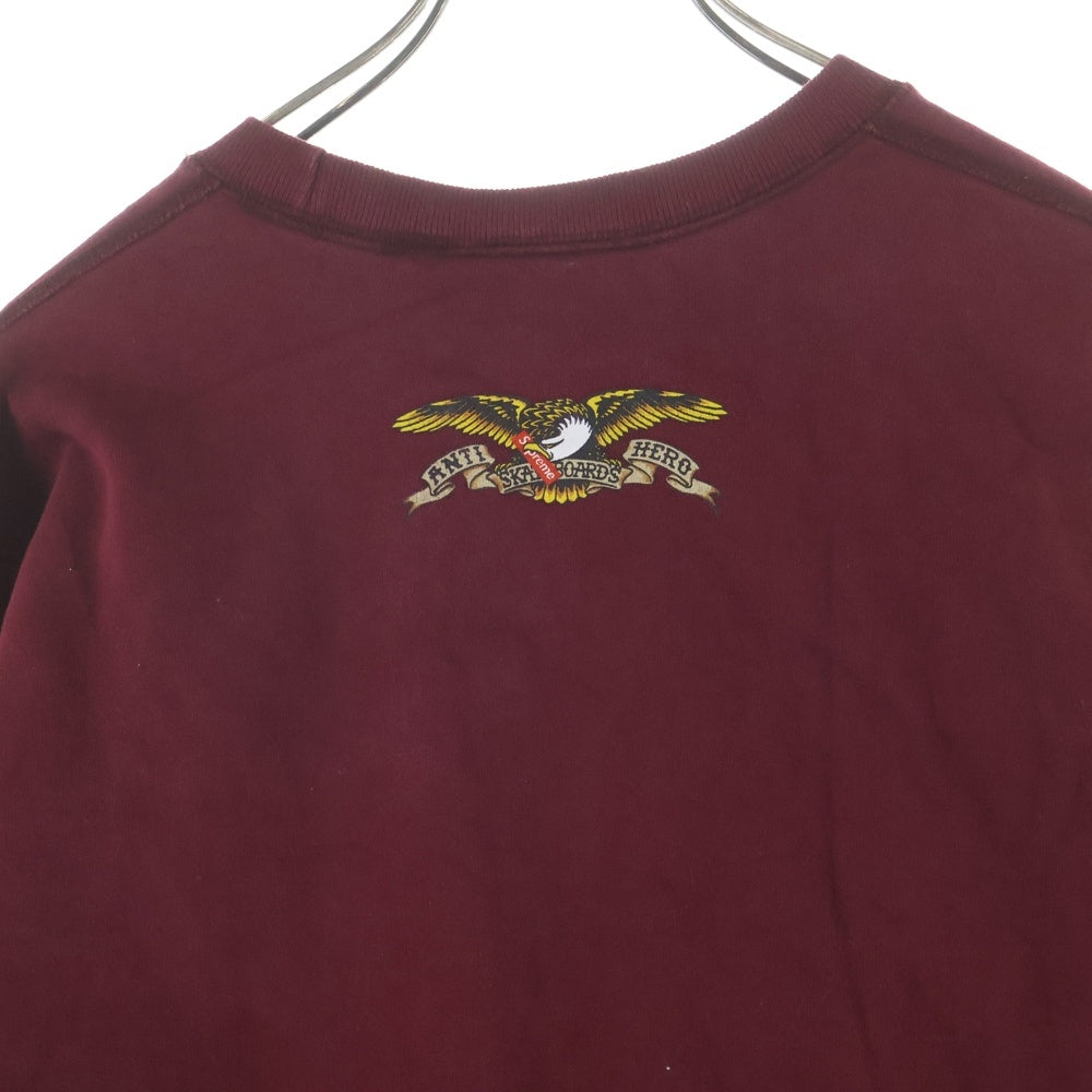 SUPREME(シュプリーム) 16SS × ANTIHERO Pope Crewneck アンタイヒーロー フロントフォトプリント スウェットトレーナー レッド