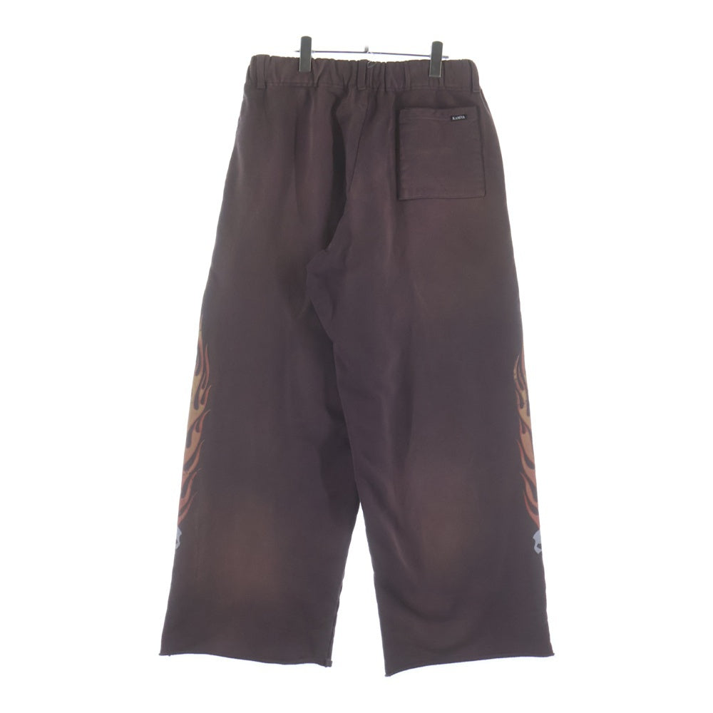 KAMIYA(カミヤ) 25AW SKULL FLAME Distressed Sweat Pants スカルフレームプリント スウェットパンツ ブラウン G15PT076