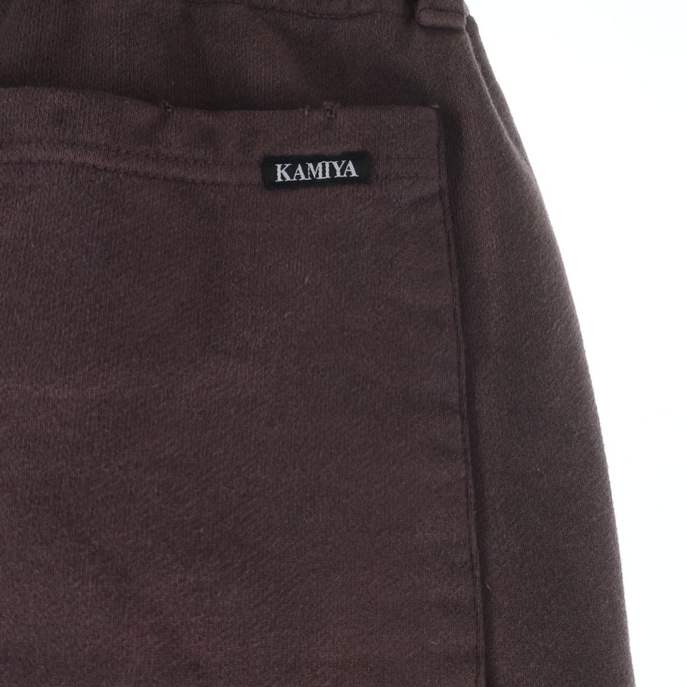 KAMIYA(カミヤ) 25AW SKULL FLAME Distressed Sweat Pants スカルフレームプリント スウェットパンツ ブラウン G15PT076