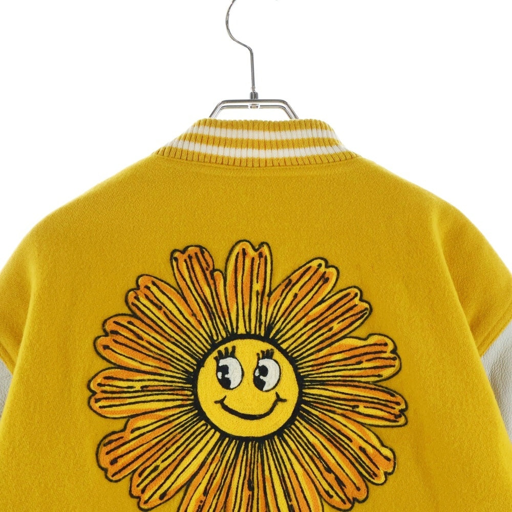 HYSTERIC GLAMOUR(ヒステリックグラマー) VINTAGE 缶バッジ バックサンフラワー刺繍 スタジャン イエロー 2AB-0275
