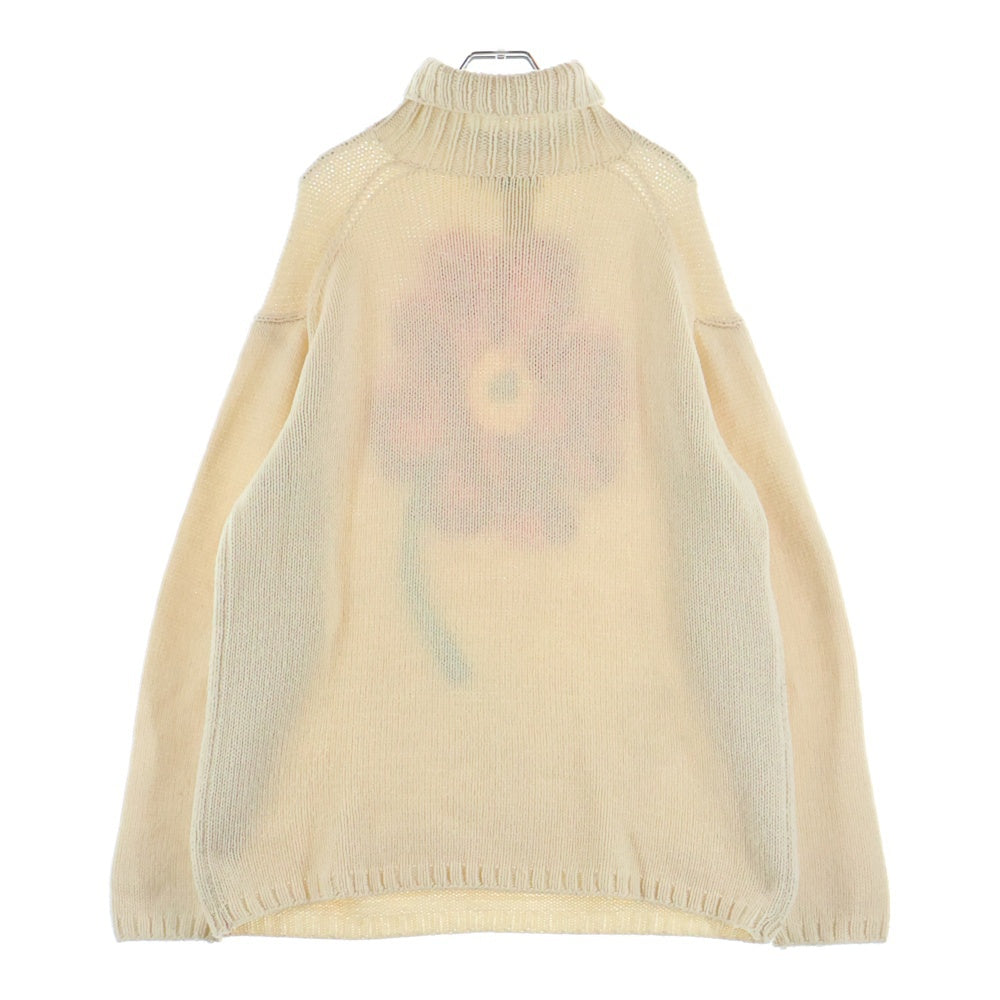 Yohji Yamamoto POUR HOMME(ヨウジヤマモト プールオム) 95AW Red Daisy Floral Turtleneck フラワー刺繍 タートルネック ニットセーター ホワイト HE-K31-198