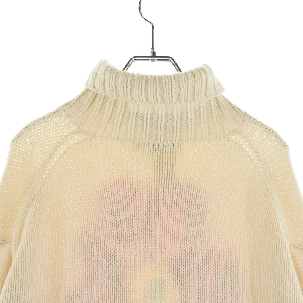 Yohji Yamamoto POUR HOMME(ヨウジヤマモト プールオム) 95AW Red Daisy Floral Turtleneck フラワー刺繍 タートルネック ニットセーター ホワイト HE-K31-198