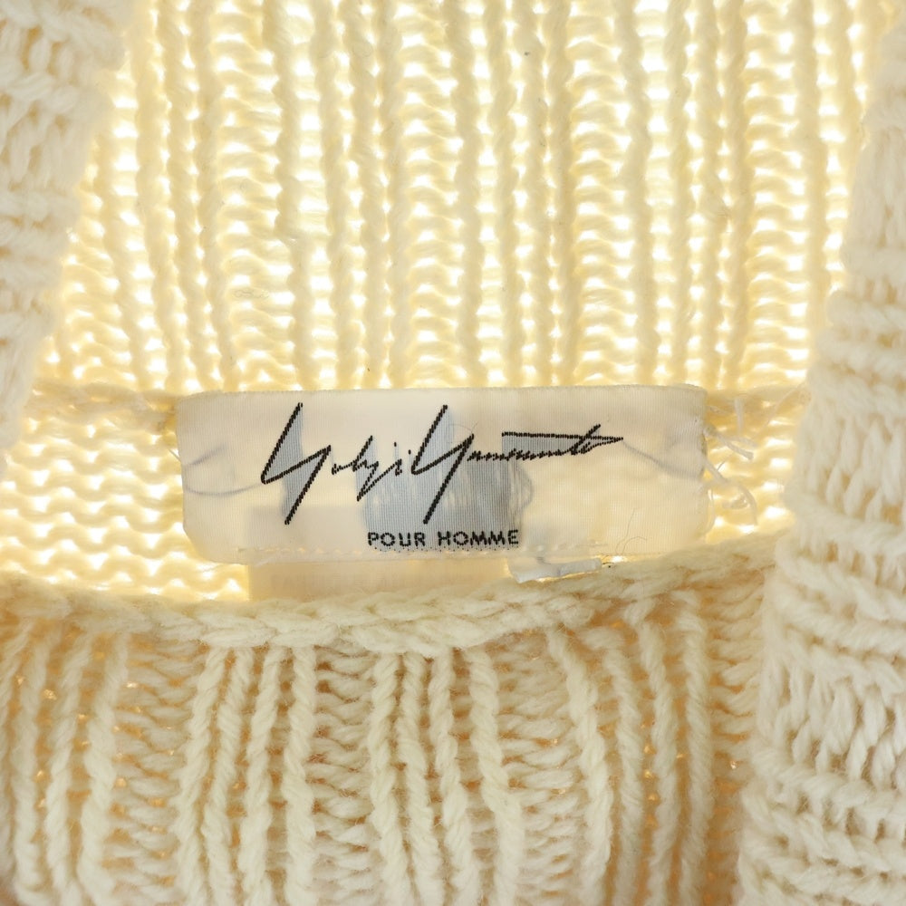 Yohji Yamamoto POUR HOMME(ヨウジヤマモト プールオム) 95AW Red Daisy Floral Turtleneck フラワー刺繍 タートルネック ニットセーター ホワイト HE-K31-198
