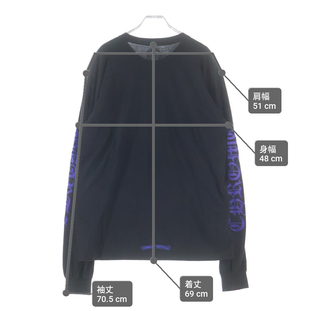 CHROME HEARTS(クロムハーツ) Neck Logo L/S Tee ネックロゴプリント ロングスリーブ 長袖Tシャツ カットソー ブラック/ブルー