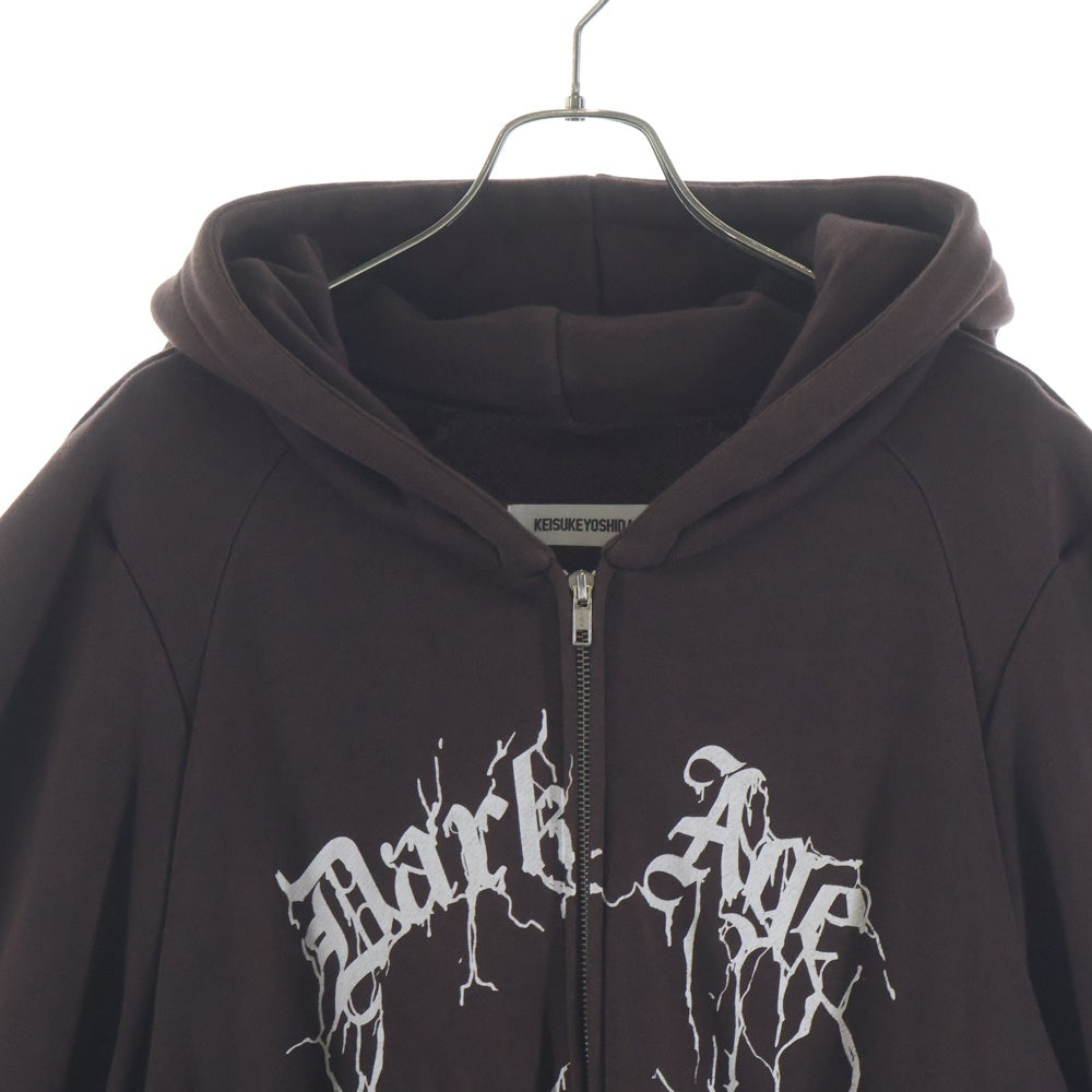 KEISUKEYOSHIDA(ケイスケヨシダ) 21AW フロントプリント ジップアップフーディー ブラウン KY21AW018A