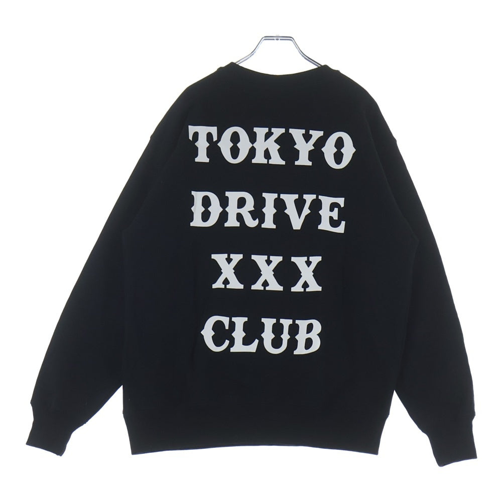 GOD SELECTION XXX(ゴッドセレクショントリプルエックス) ×Tokyo Drive Car Club SWEATSHIRT クルーネックスウェットトレーナー ブラック XXX-0804