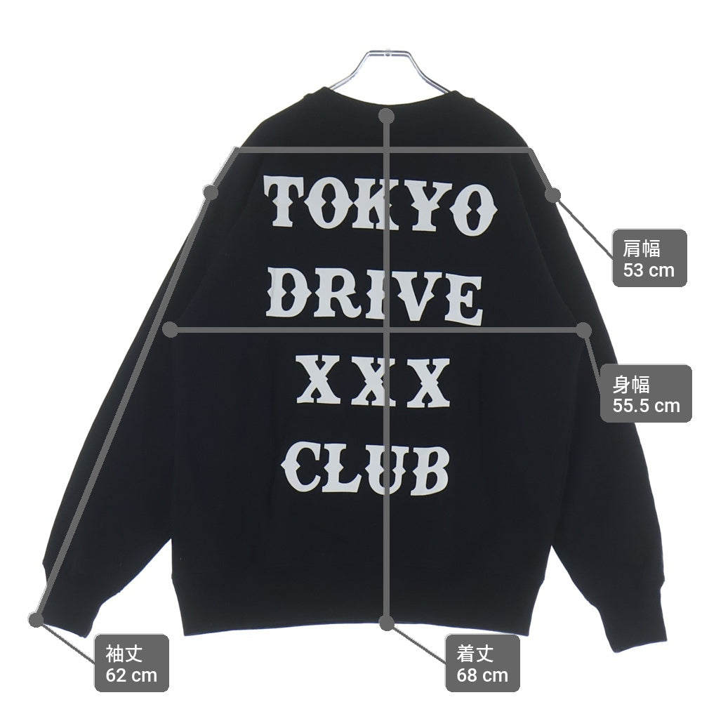 GOD SELECTION XXX(ゴッドセレクショントリプルエックス) ×Tokyo Drive Car Club SWEATSHIRT クルーネックスウェットトレーナー ブラック XXX-0804