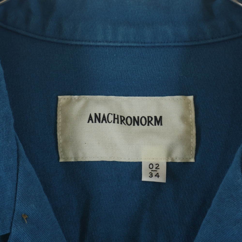 anachronorm(アナクローム) KNIT TUCK OPEN COLLAR SHIRT オープンカラーシャツ ブルー