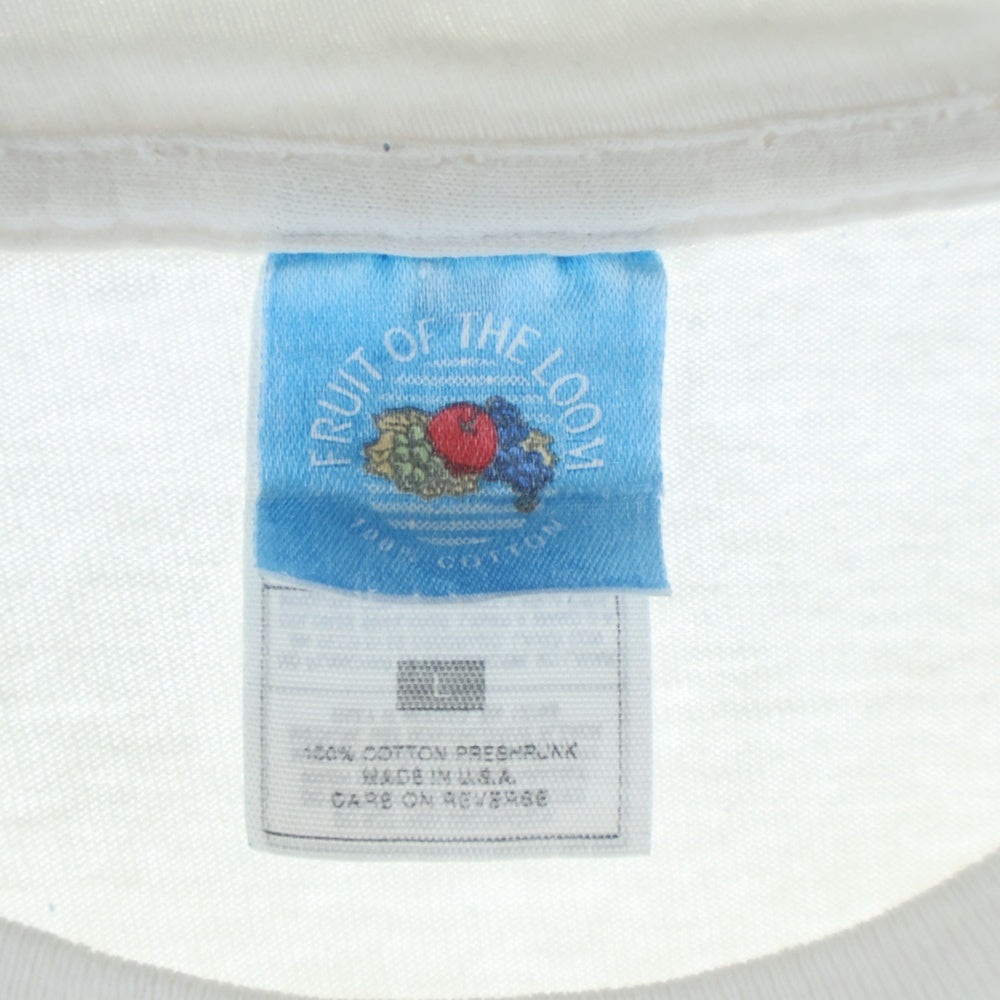 VINTAGE(ヴィンテージ) 90s NEWPORT PLEASURE オレンジ USA製 裾袖シングル クルーネックTシャツ ホワイト