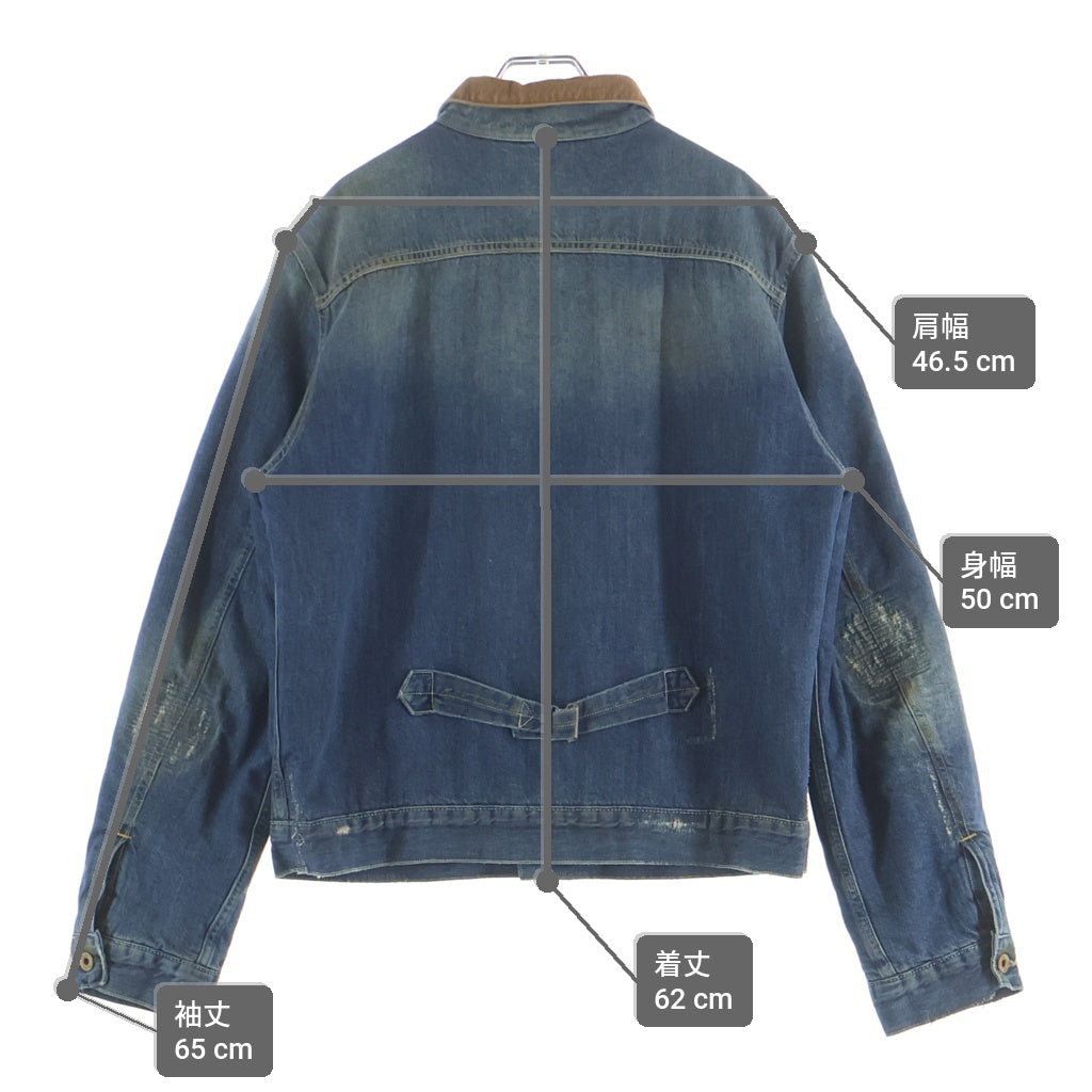 NO BRAND(ノーブランド) REDS 襟コーデュロイ デニムジャケット ブルー