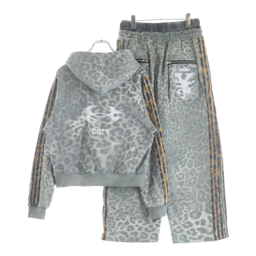 NO BRAND(ノーブランド) COZY WORLDWIDE レオパード柄 スウェット セットアップ グレー