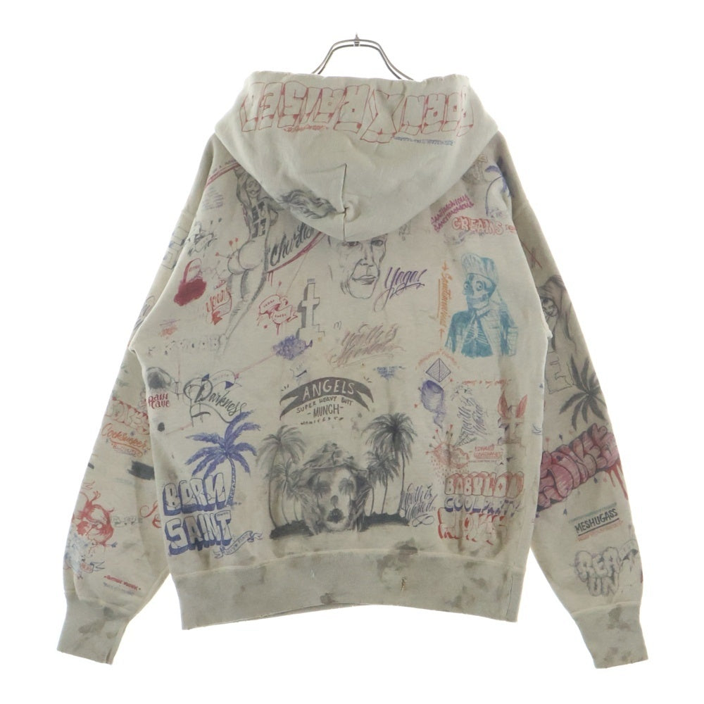SAINT MICHAEL セントマイケル 24SS×Born × Raised Paint ボーンレイズド 総柄ペイントパーカー SM-YS3-0000-C11 ベージュ SAINT MICHAEL(セントマイケル) 24SS×Born × Raised Paint ボーン